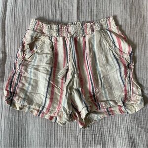 Briggs New York High Waist Striped Shorts - Cream, Pink, Blue